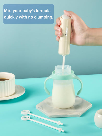 DOOBAANN handheld milk frother close-up showing the premium food-grade stainless steel blending wand.