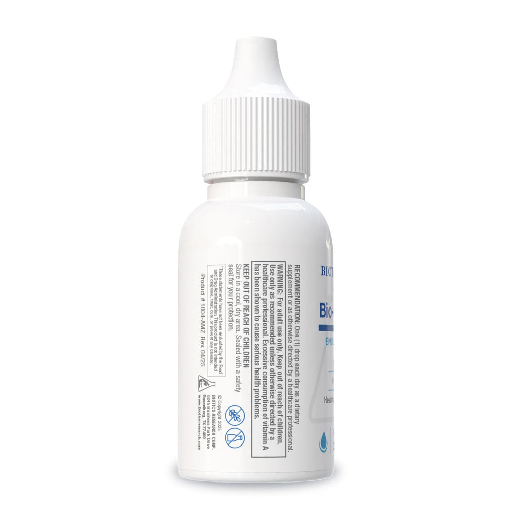 Biotics Research Bio Ae Mulsion label showing supplement facts and ingredient details.