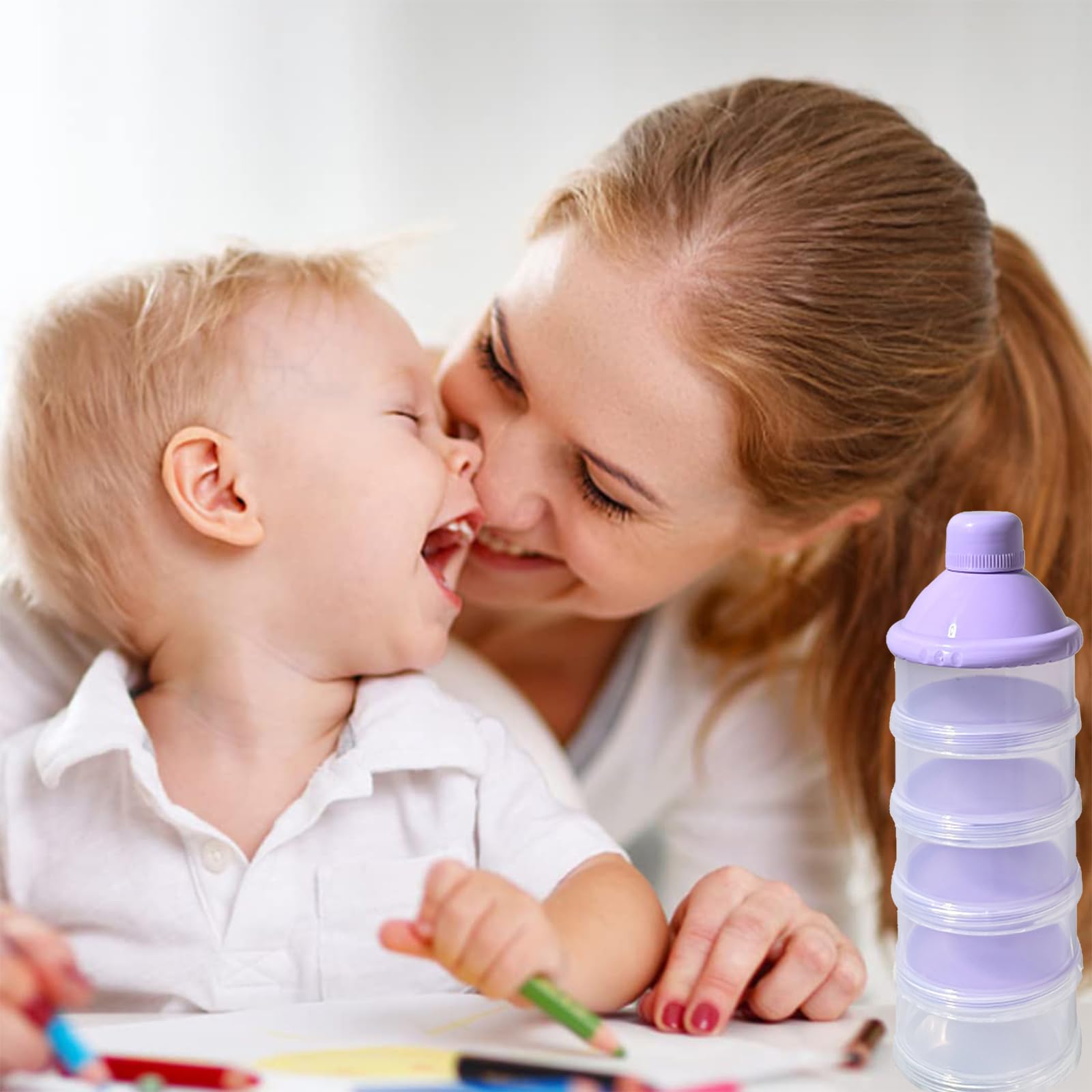 Separated individual layers of food grade plastic baby snack storage boxes