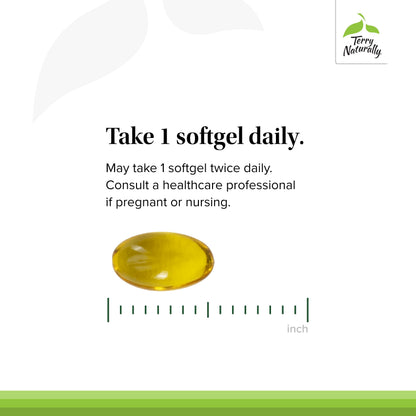 Authentic Terry Naturally vitamin softgels in original packaging