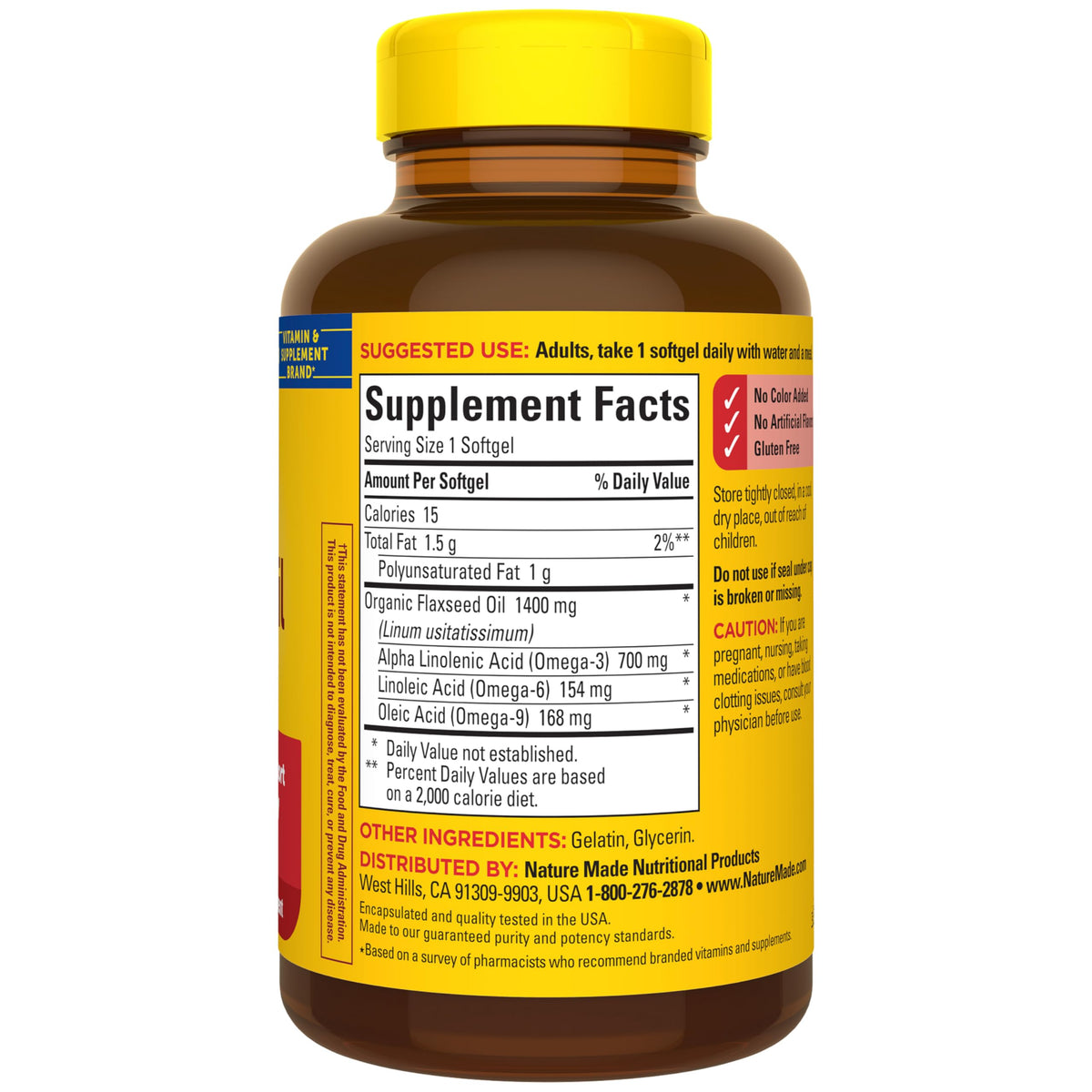 Nature Made extra strength flaxseed oil 100 count complete box and bottle set