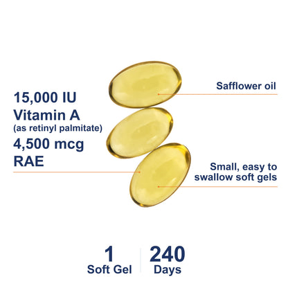Back label of Carlson Vitamin A showing supplement facts