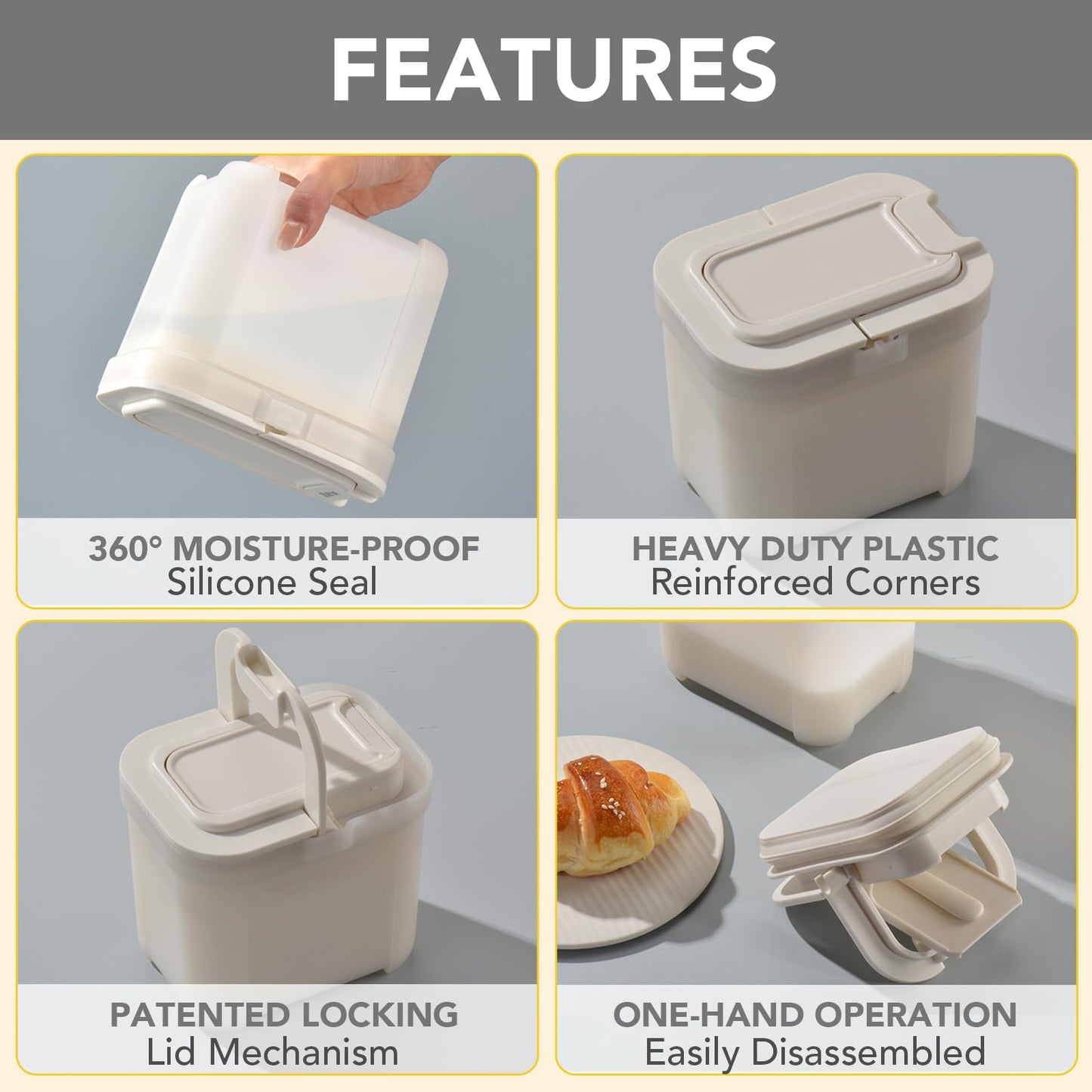 Avadhimpex portable milk powder dispenser open lid showing included scoop and leveler