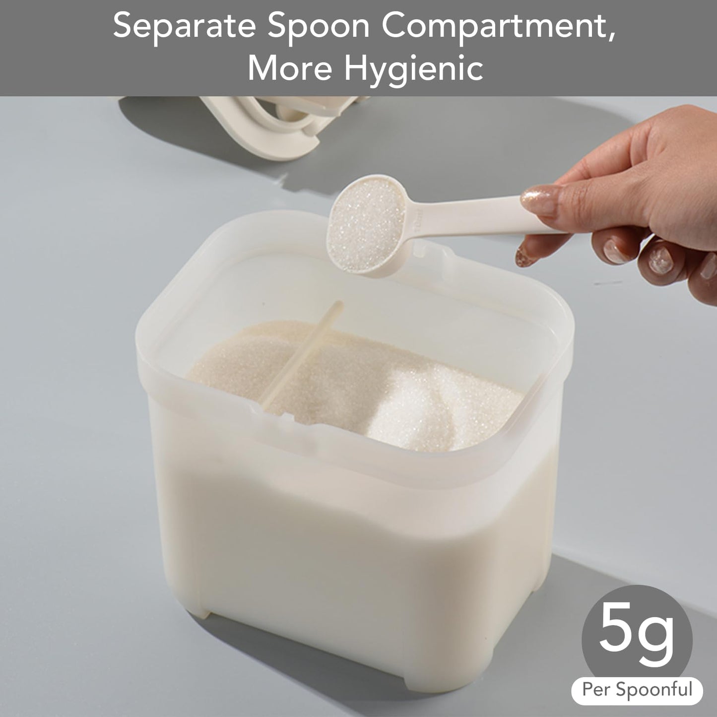 Shatterproof moisture proof baby snack box in a compact travel friendly design