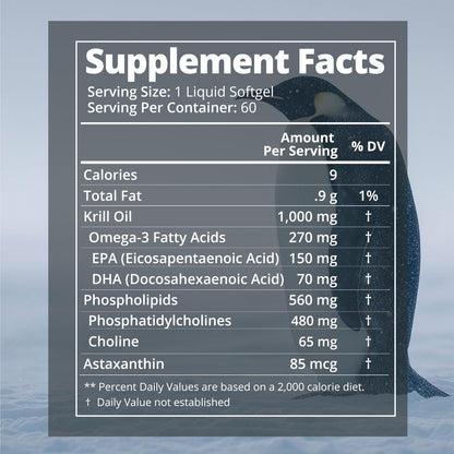 Side angle shot of Mobisyn sustainable wild caught Antarctic krill oil sixty day supply container.
