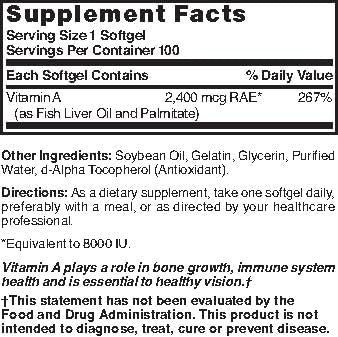 Authentic USA imported Natures Blend Vitamin A 100 softgels bottle
