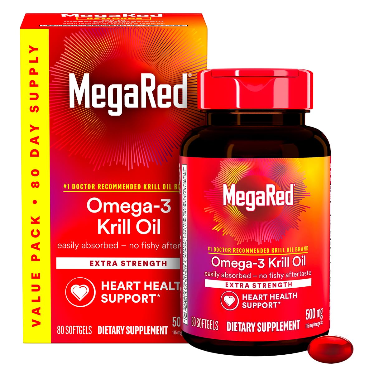 Megared krill oil softgels supplement facts and nutrition label
