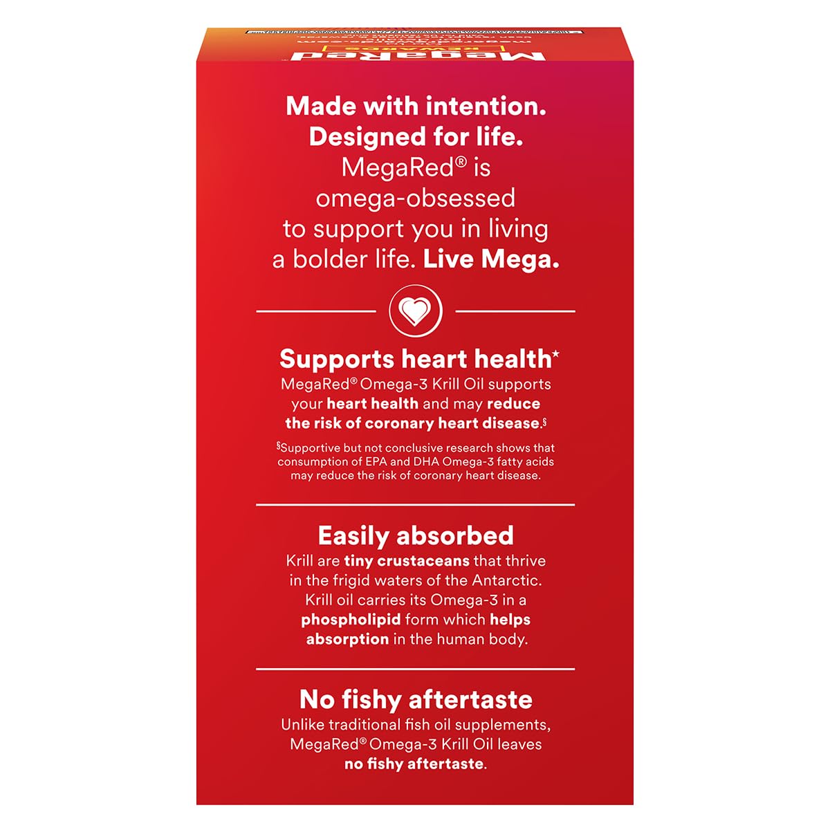 Schiff MegaRed 500mg premium imported Antarctic krill oil softgels supplement facts label