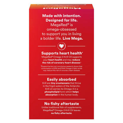 Schiff MegaRed 500mg premium imported Antarctic krill oil softgels supplement facts label