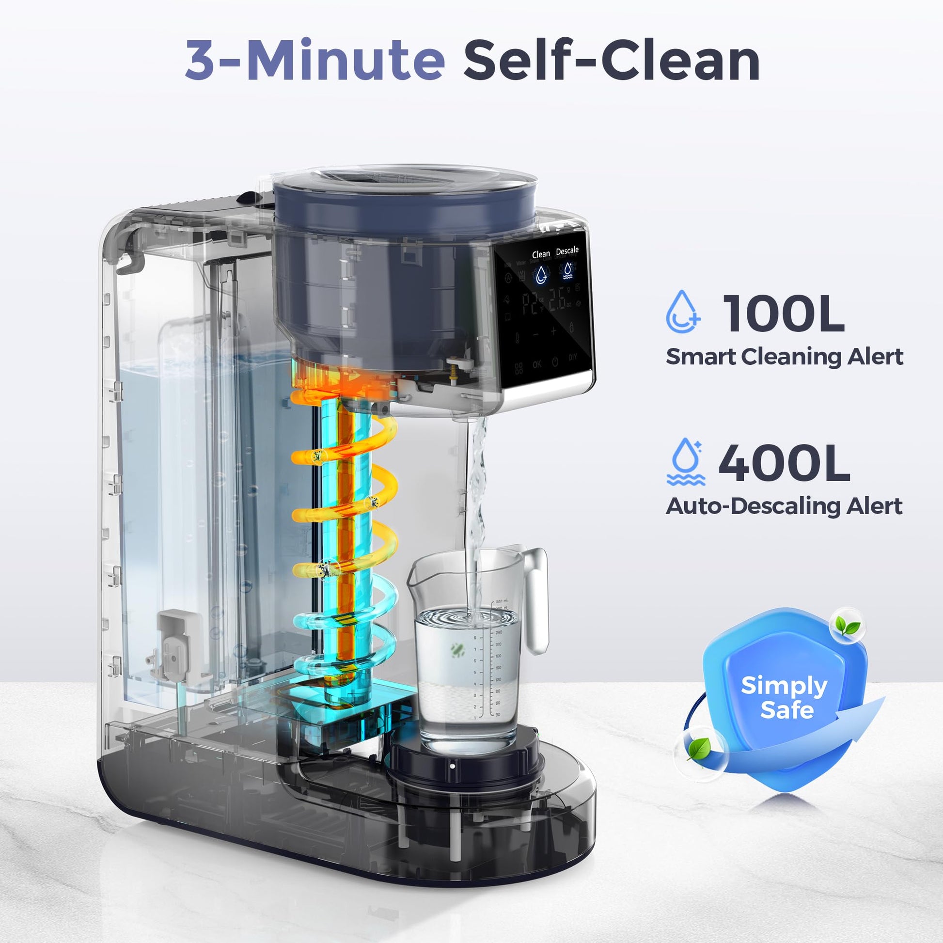 MOMFANN smart baby formula maker demonstrating the dry wet separation cleaning mechanism.