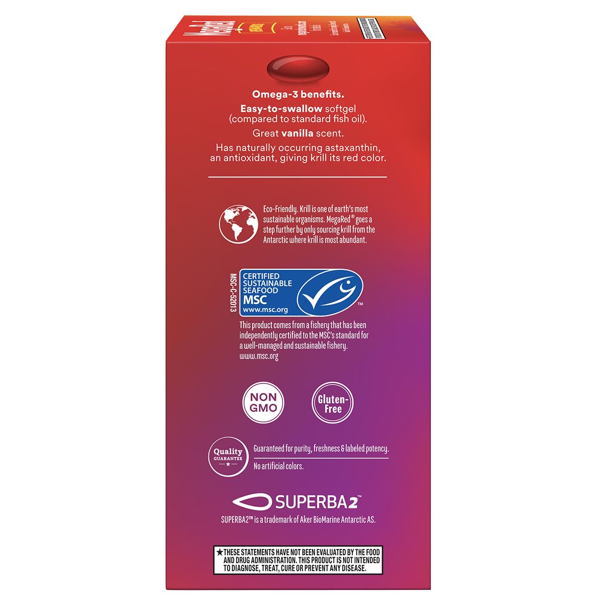 MegaRed 4 in 1 support benefits for heart joint brain and eye health infographic