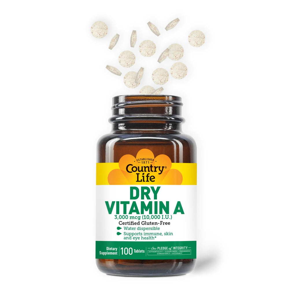 Country Life Dry Vitamin A ingredients list panel