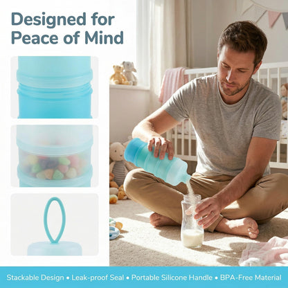 Manwetye stackable baby food storage box with individual compartments detached to display the food grade material.