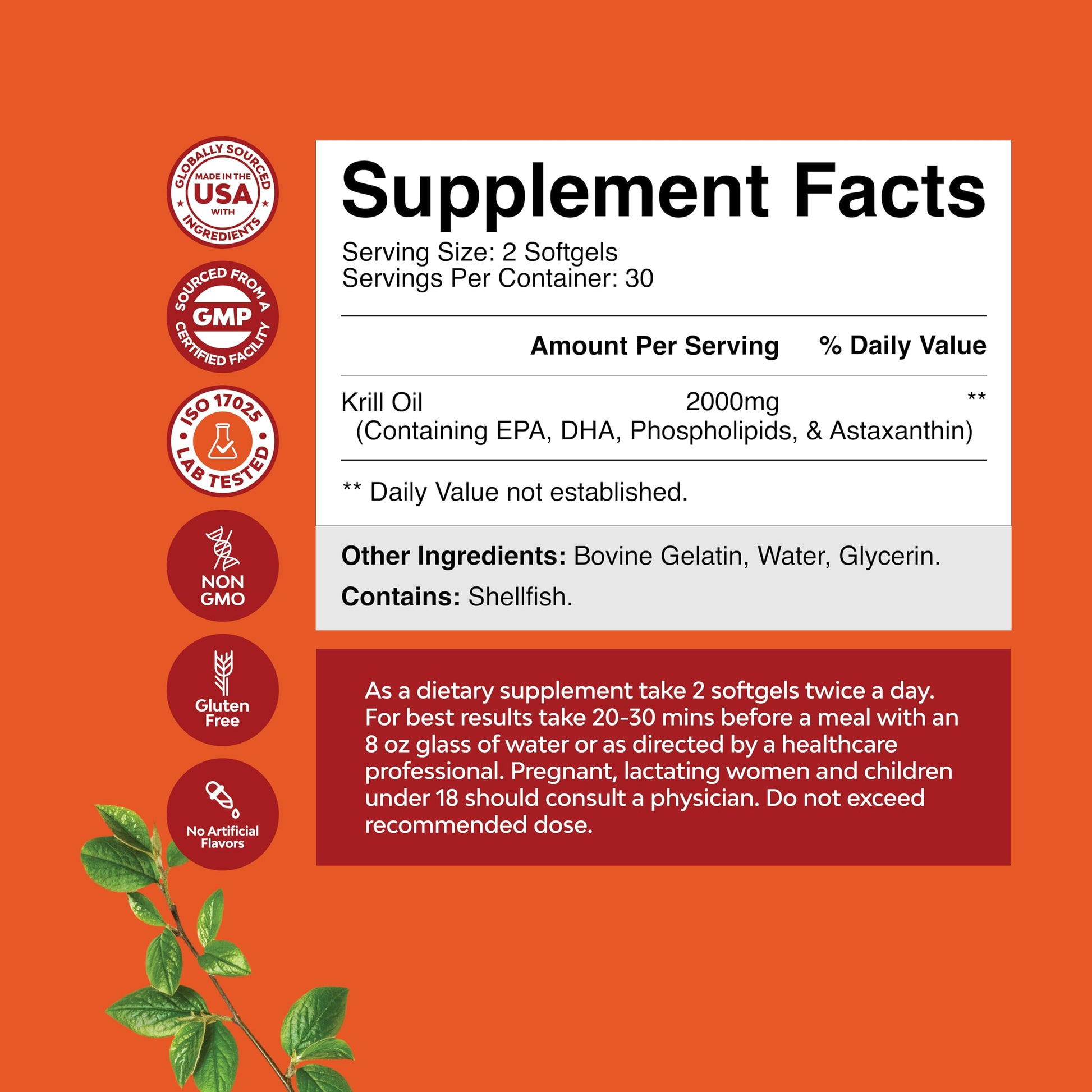 High absorption Antarctic krill oil softgels close up showing natural red astaxanthin color.