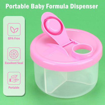 Accmor rotating formula container showing three separate compartments for milk powder storage