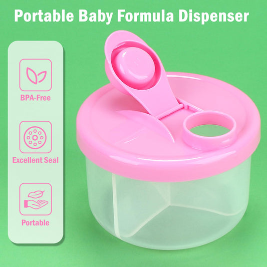Accmor rotating formula container showing three separate compartments for milk powder storage