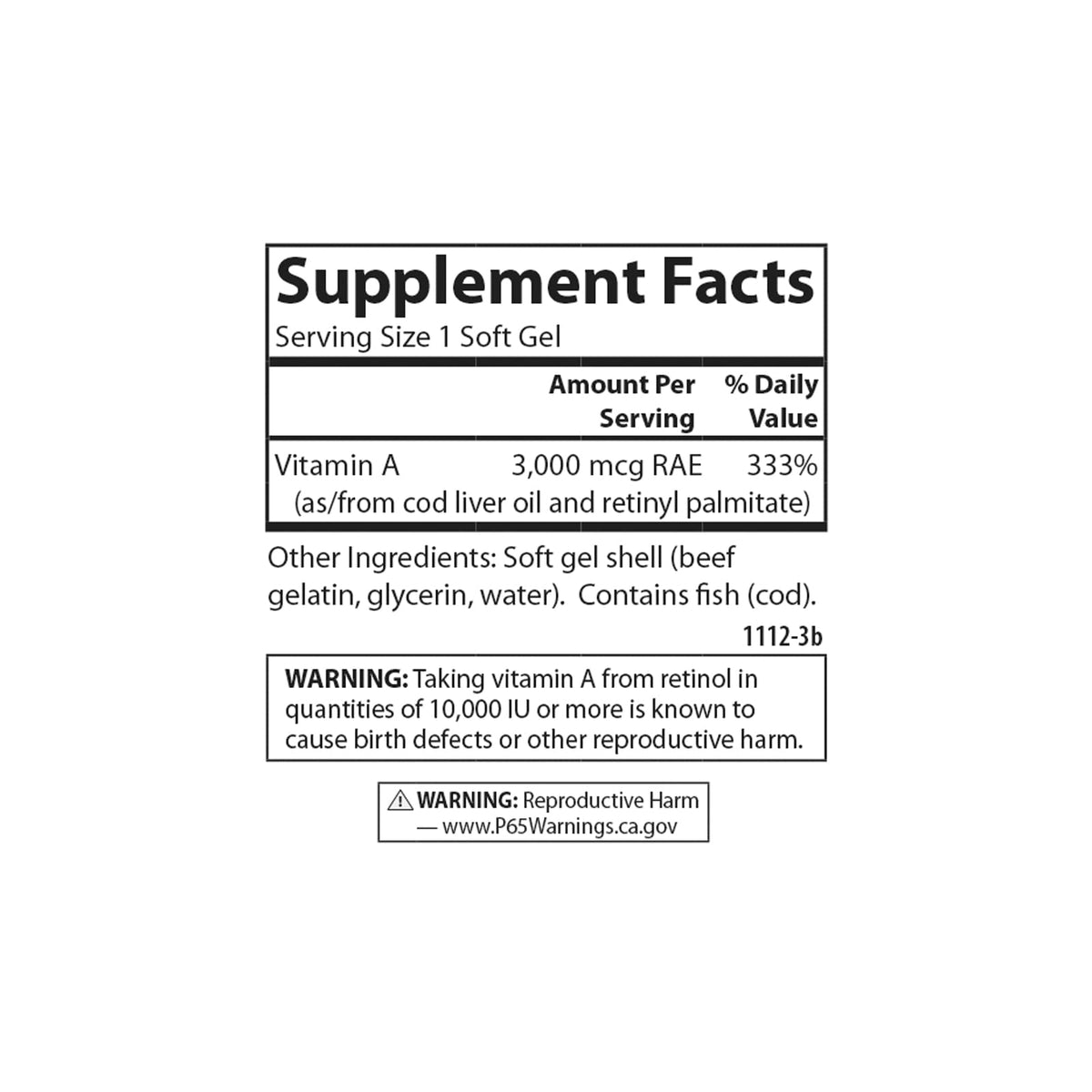 Carlson Vitamin A dietary supplement capsule close up