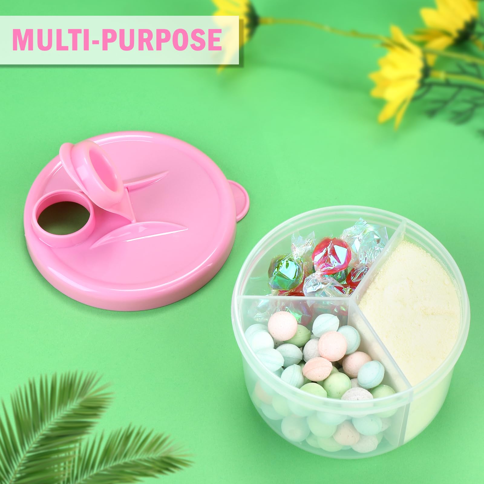 Top angle of Accmor pink baby food storage container with secure locking lid