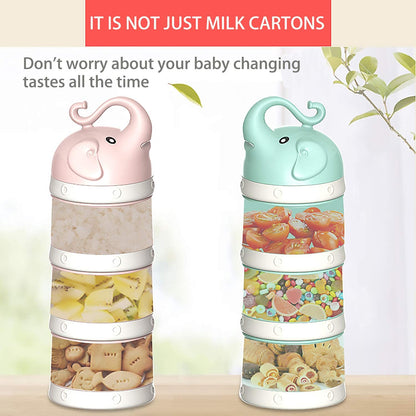 Close up view of the pouring lid on the pink container demonstrating how to transfer infant formula into a baby bottle without spilling