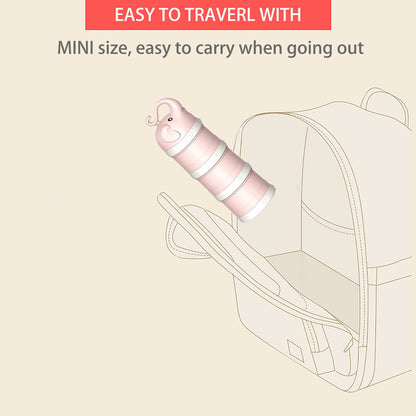 IENYPA formula storage holder being used as a toddler snack cup filled with small finger foods and baby puffs