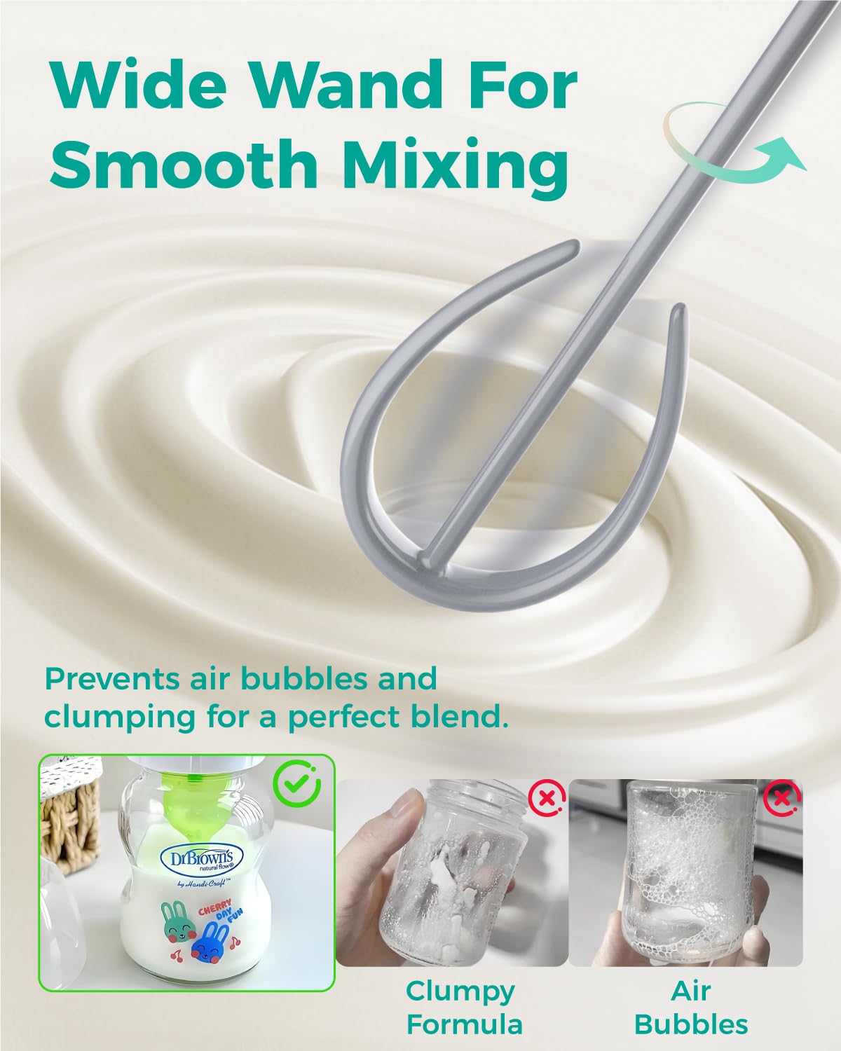 Gray portable baby formula mixer bottle showing the locking lid and no drip spout