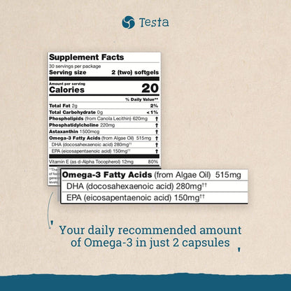 Testa Omega 3 sustainable krill alternative box highlighting eye health support