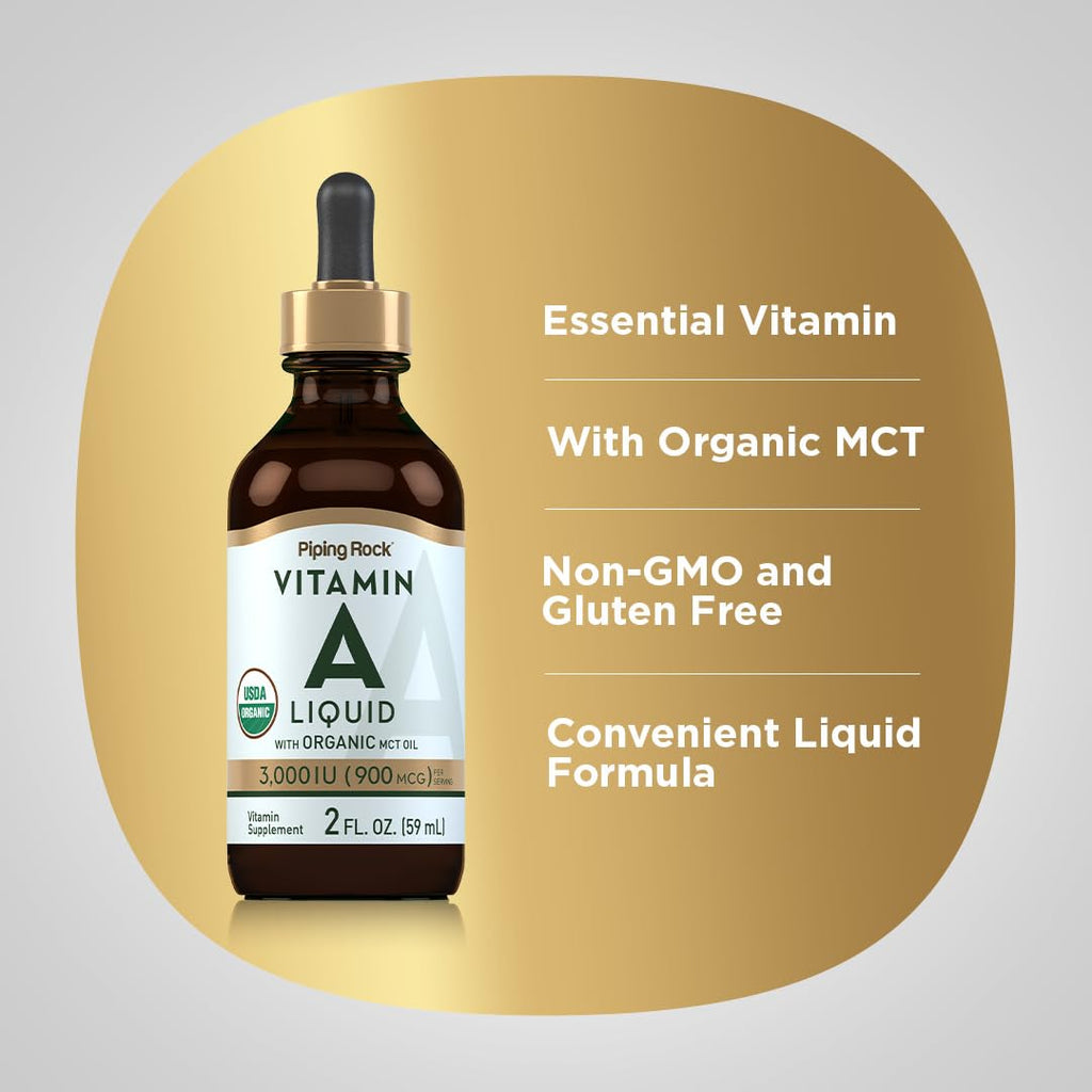 Piping Rock Vitamin A organic MCT oil packaging side angle