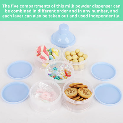 Manwetye 2 pieces baby formula dispenser being packed into a standard compact diaper bag side pocket.