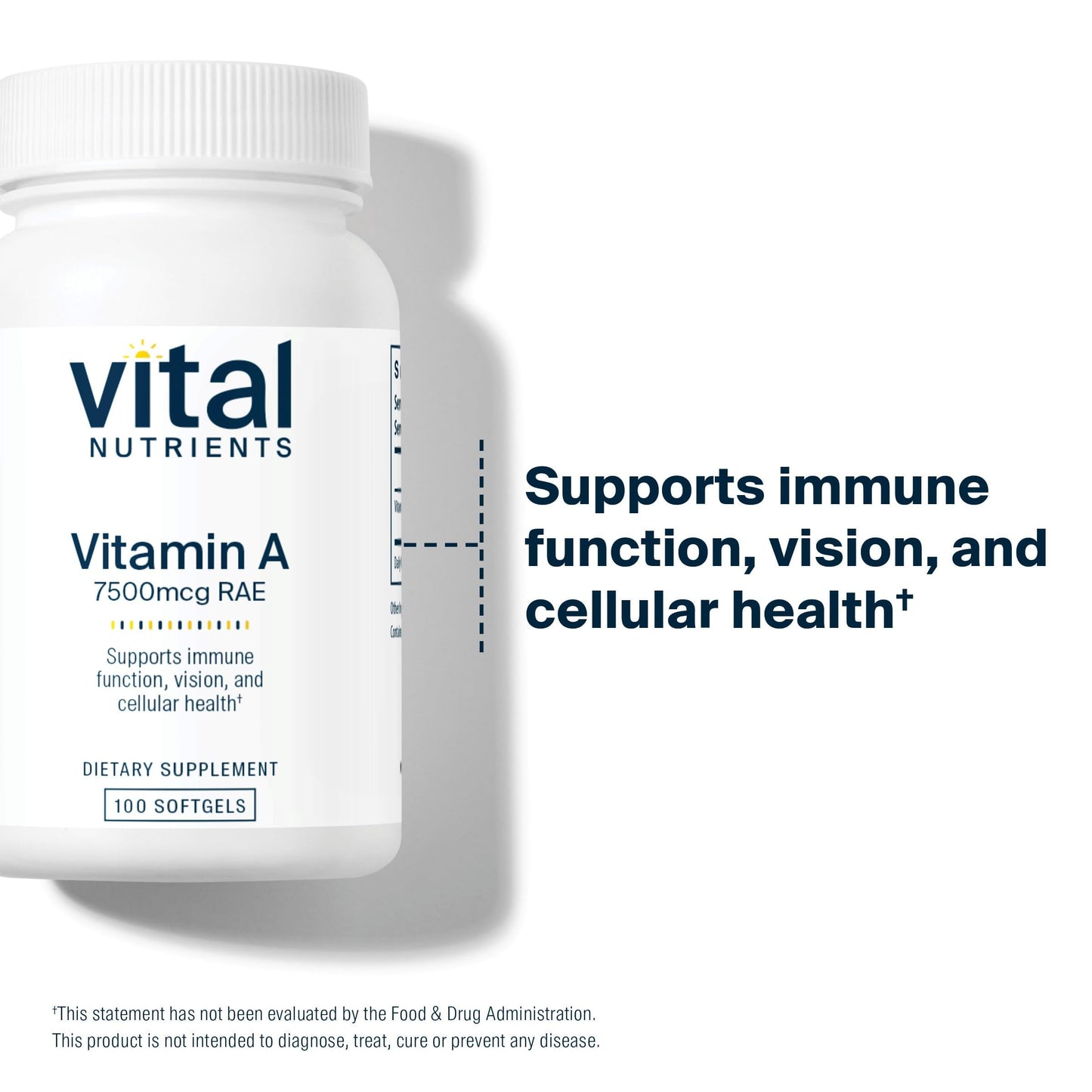 Vital Nutrients Vitamin A supplement bottle side view