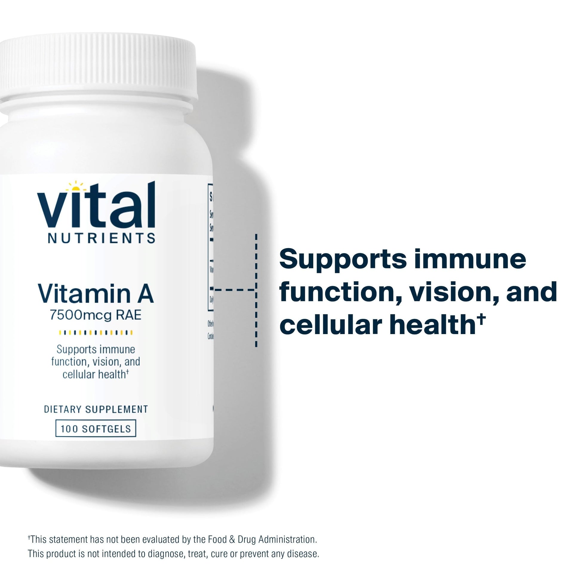 Vital Nutrients Vitamin A supplement bottle side view