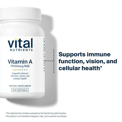 Vital Nutrients Vitamin A supplement bottle side view