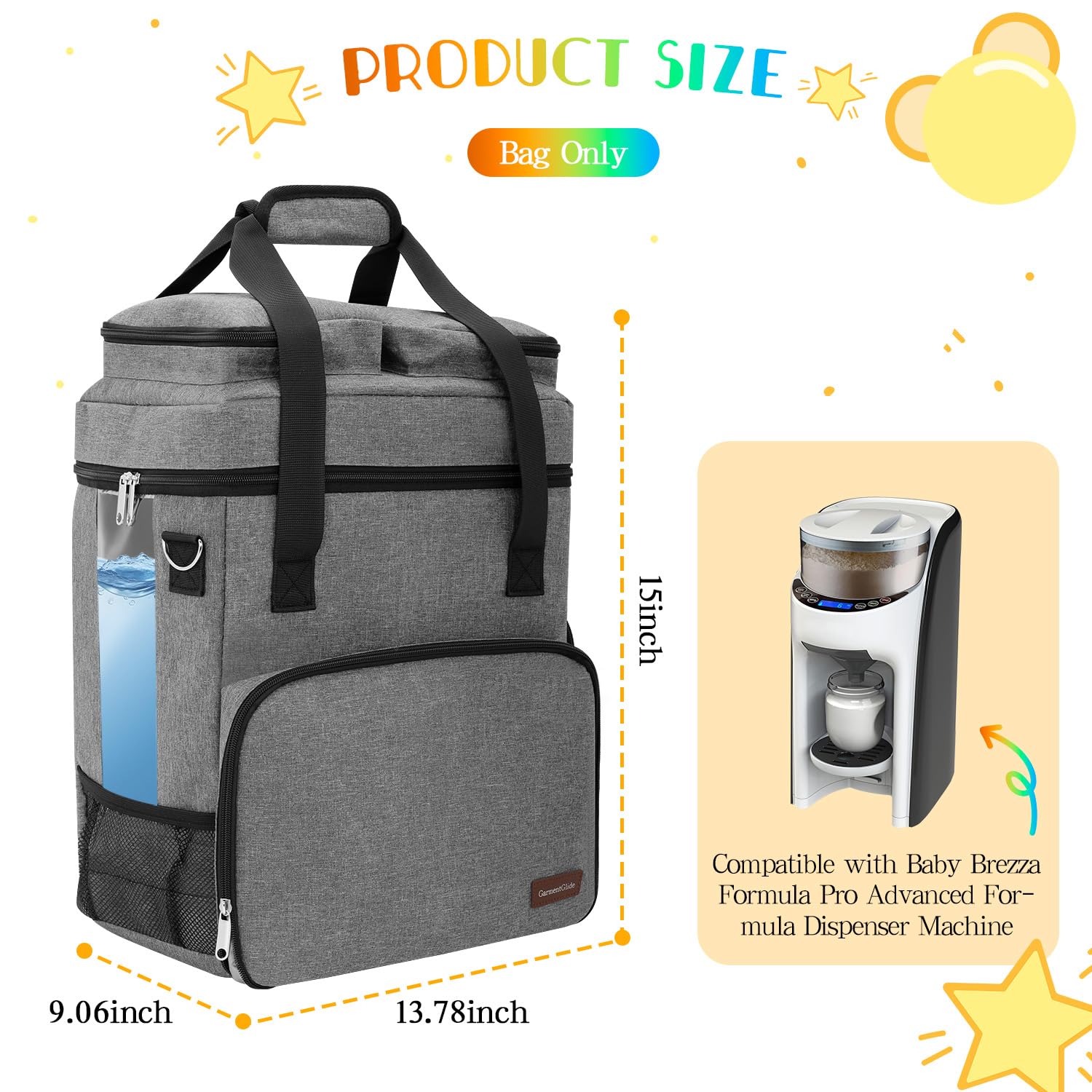 GarmentGlide travel storage bag fully open showing internal compartment space for formula machine.