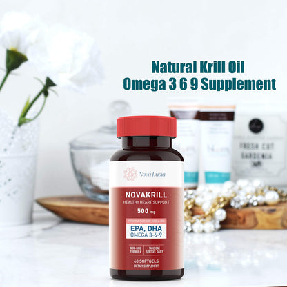 Close up view of the antioxidant rich red softgels for heart and joint health support