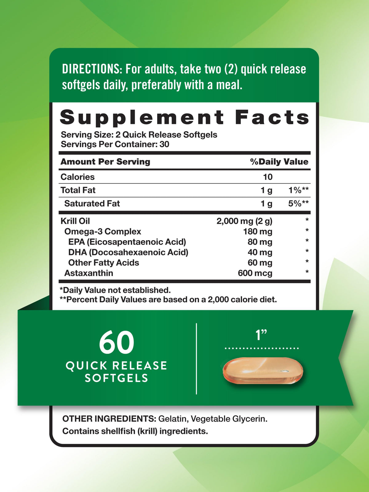 Nature's Truth krill oil 2000mg supplement facts label