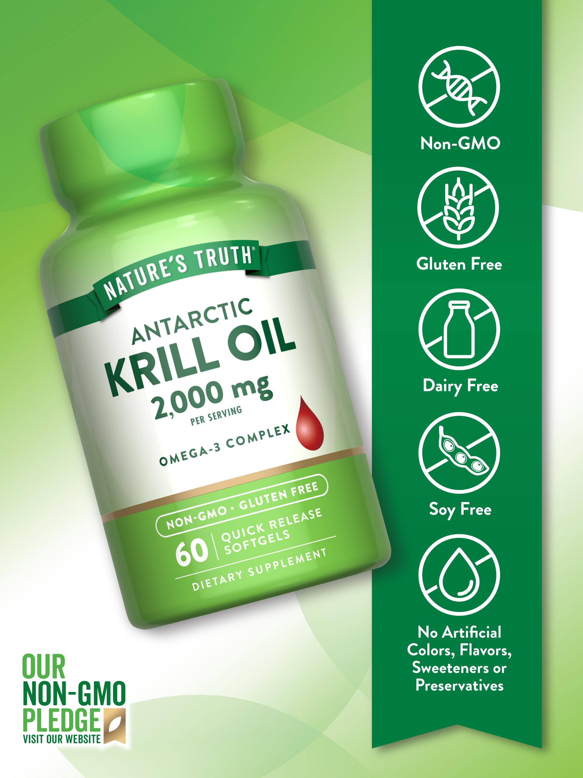 Authentic Nature's Truth non-GMO certified gluten-free krill oil packaging