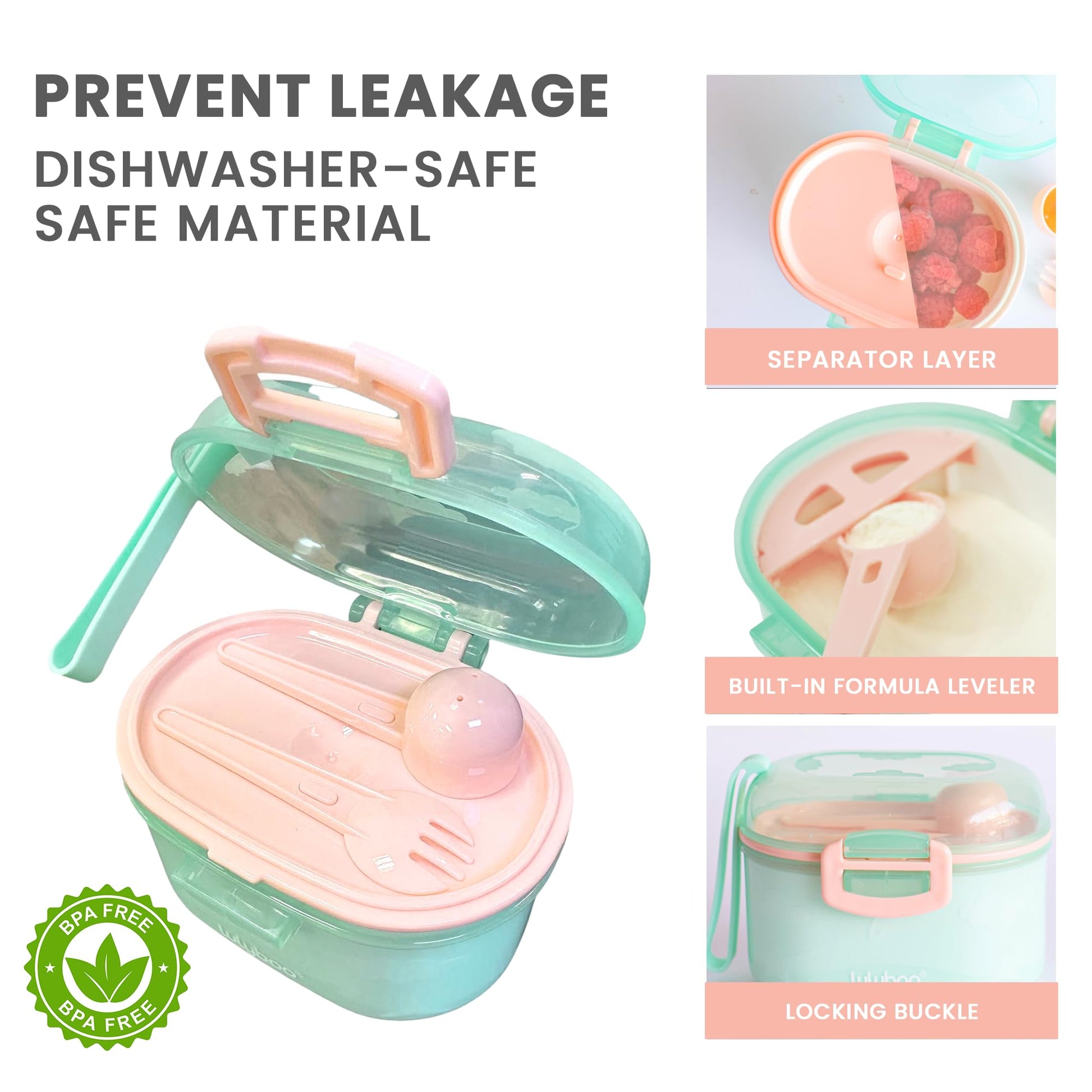 Lulyboo compact infant feeding dispenser top view showcasing food grade material.