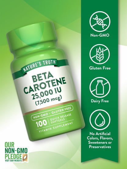 Nature's Truth Beta Carotene label details and dosage