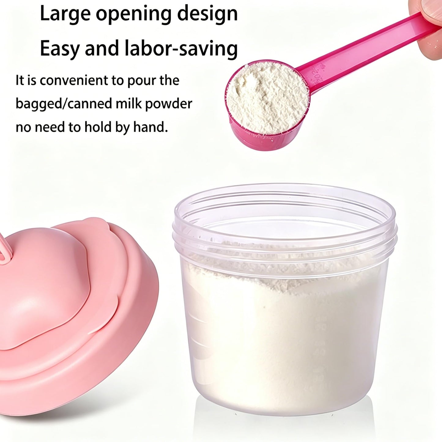 Excefore portable baby formula container with travel handle and funnel lid