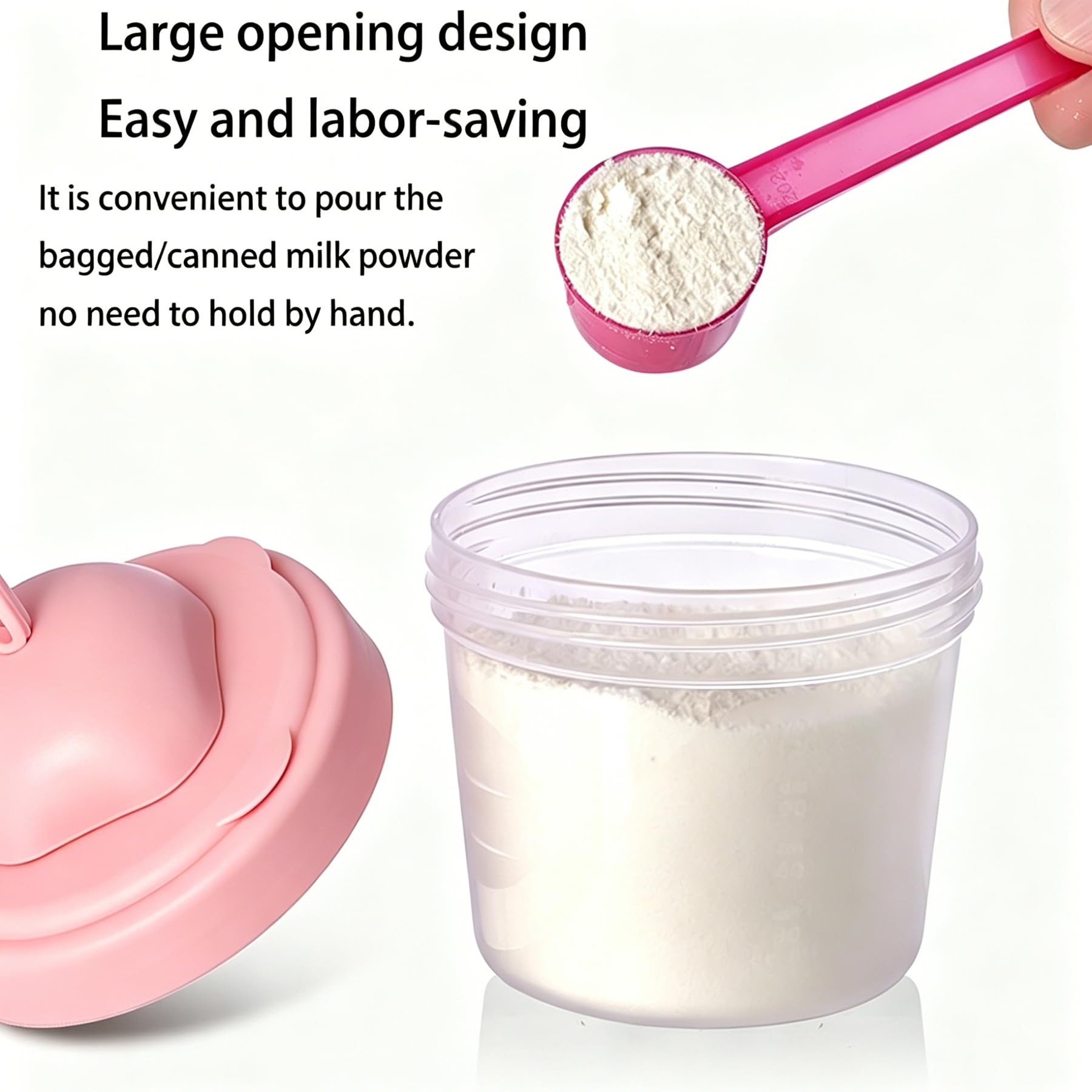 Excefore portable baby formula container with travel handle and funnel lid