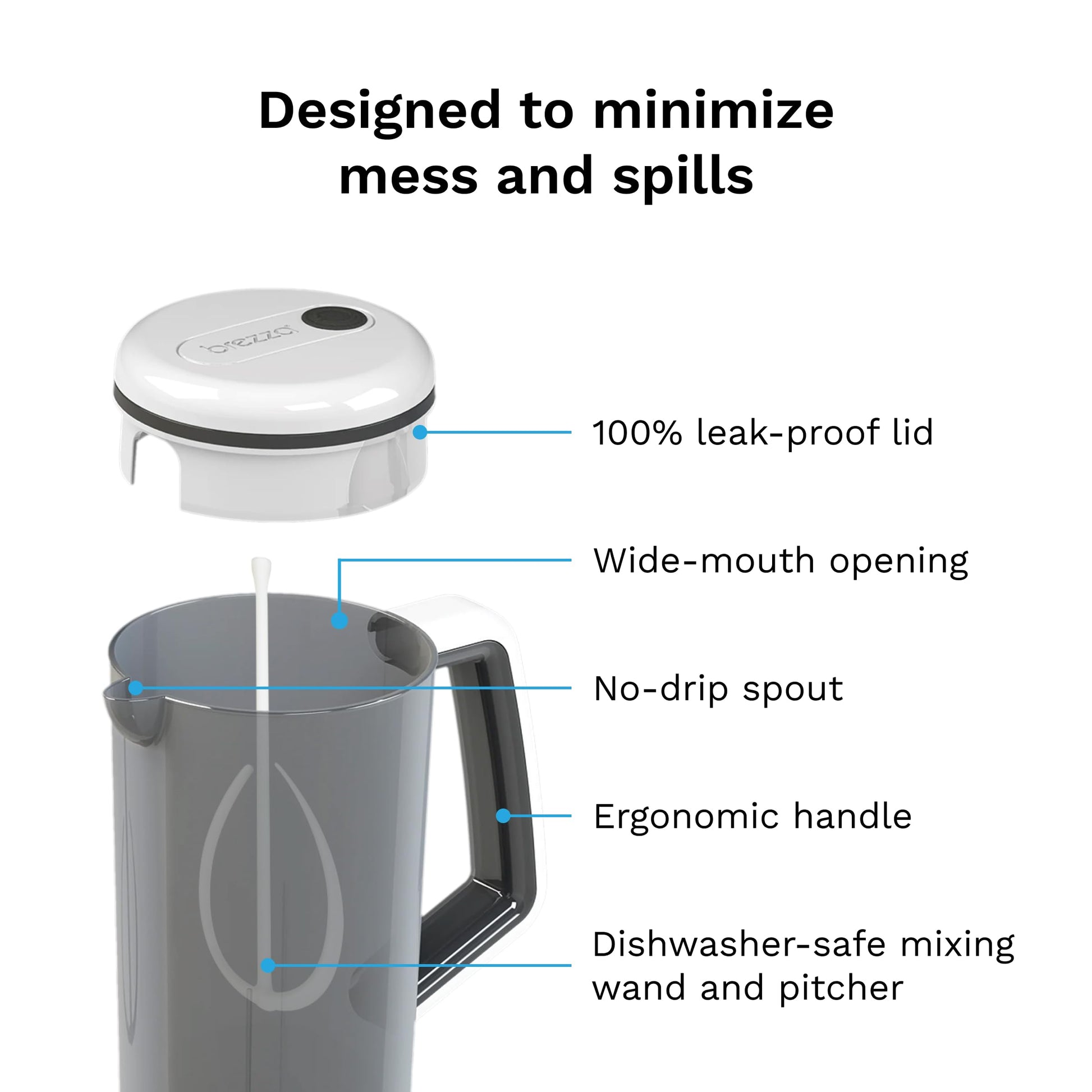 Baby Brezza motorized mixer pitcher stored conveniently inside a domestic refrigerator shelf holding prepared milk for day feedings.
