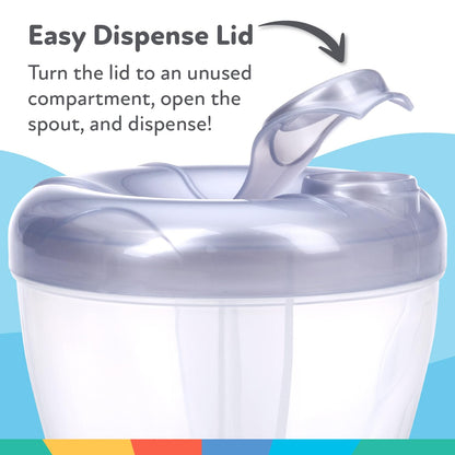 Nuby travel milk powder storage showing clear compartments for easy visibility