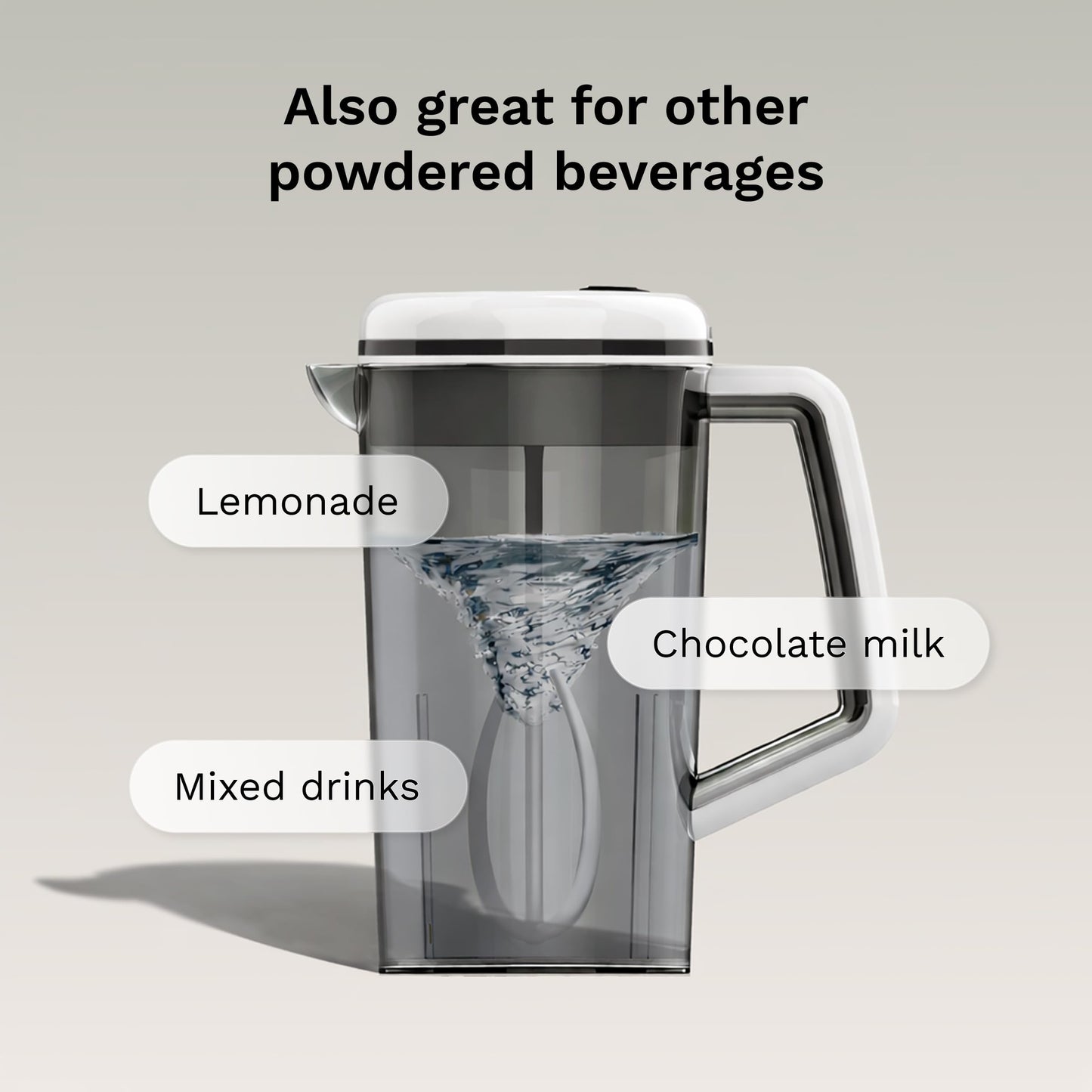 Disassembled components of the BPA-free Baby Brezza formula maker illustrating how easily the mixing wand and pitcher can be cleaned.