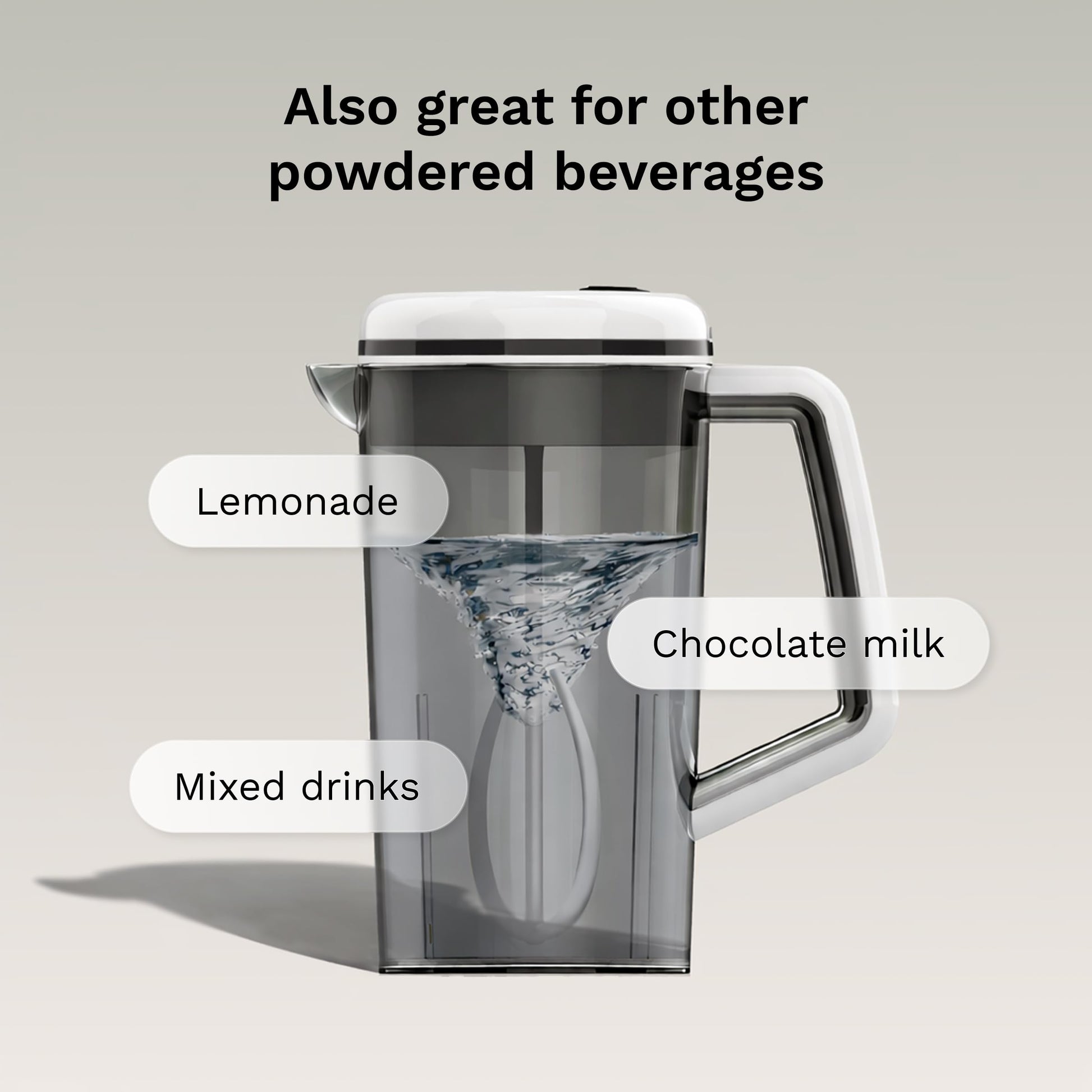 Disassembled components of the BPA-free Baby Brezza formula maker illustrating how easily the mixing wand and pitcher can be cleaned.