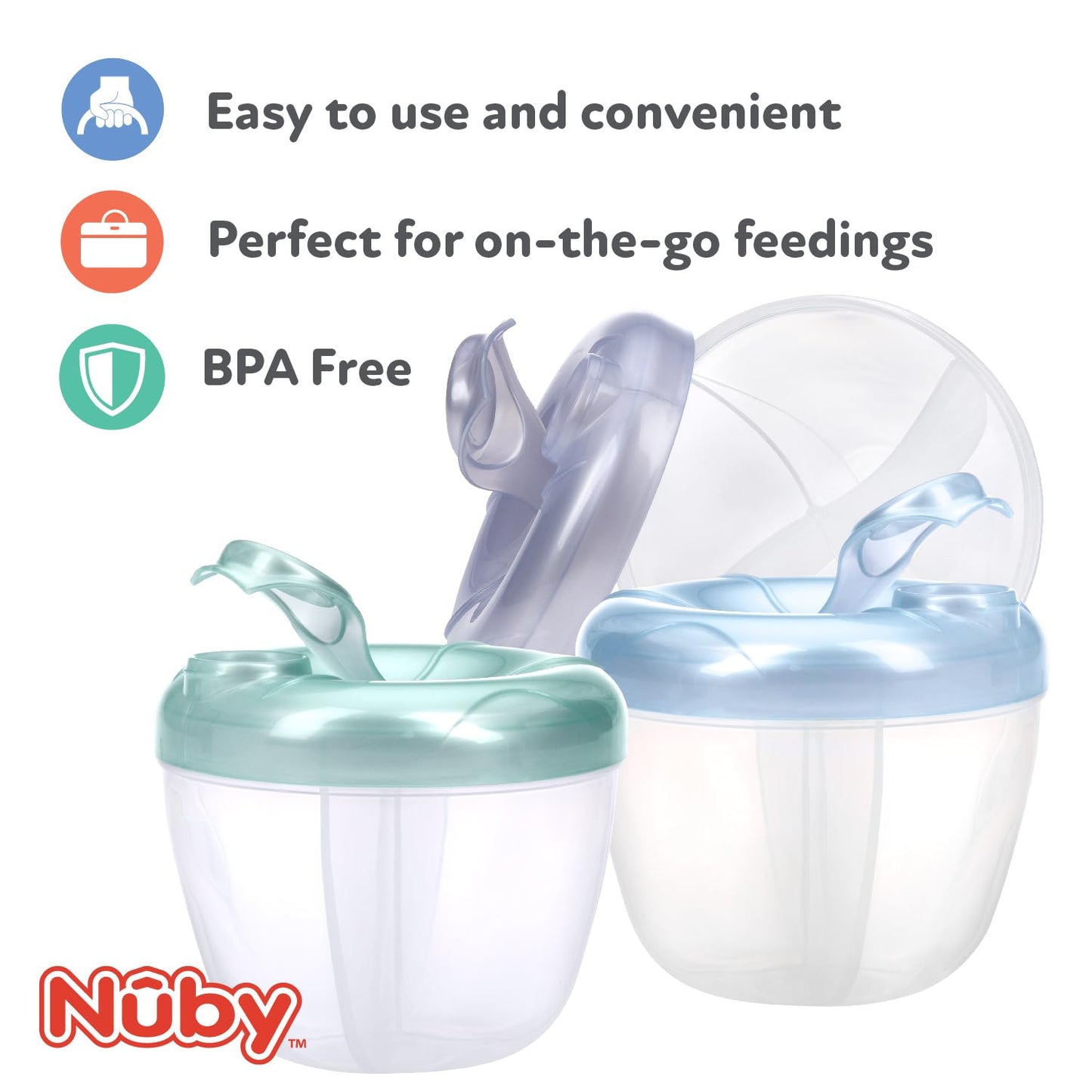 Nuby multi compartment baby powder dispenser in protective packaging