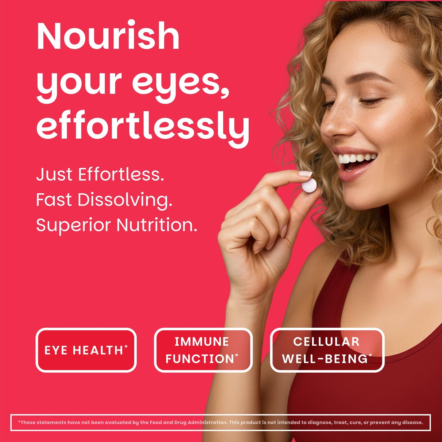 Back label of EZ Melts Vitamin A supplement with ingredient details