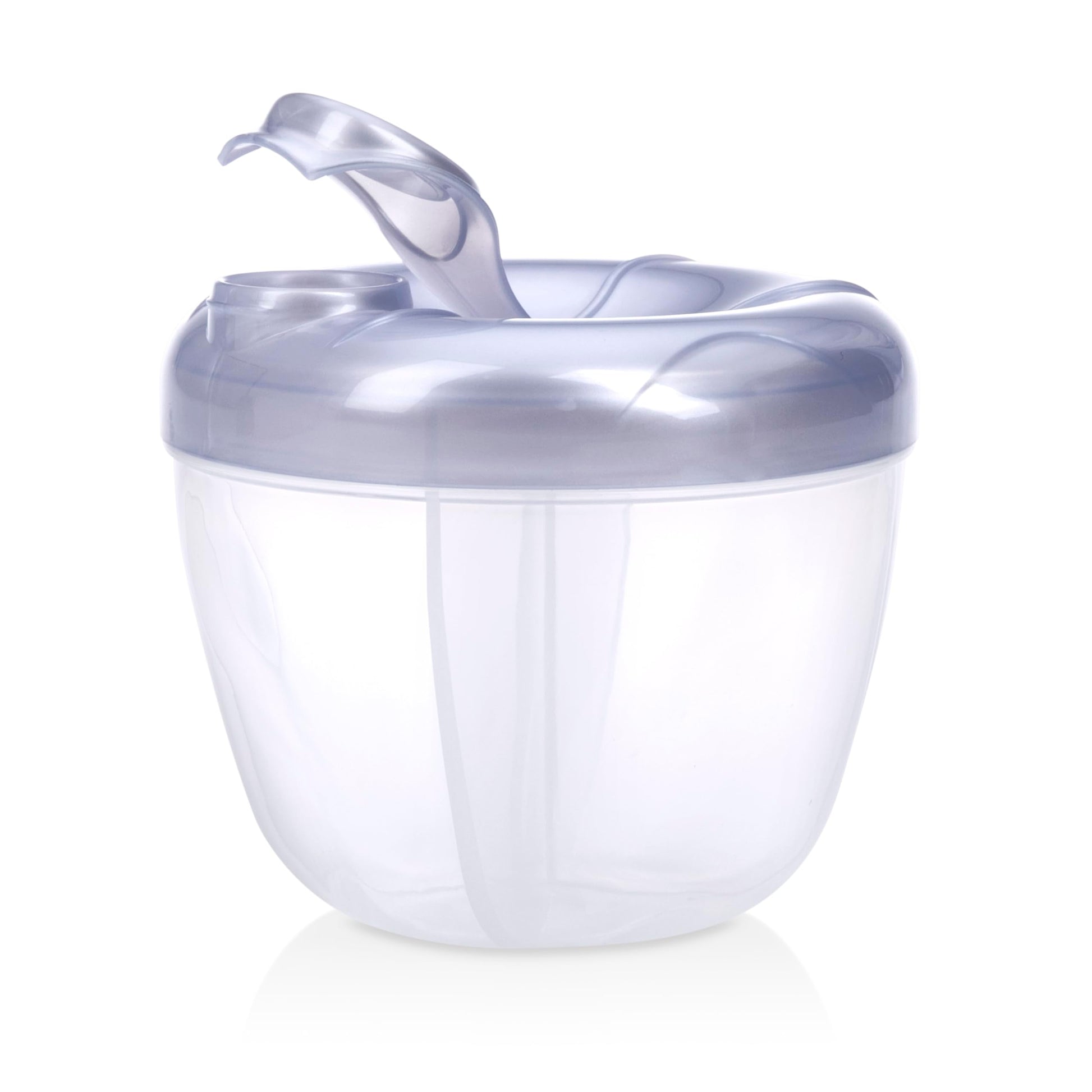 Authentic Nuby baby food storage dispenser showing the secure snap closure system.