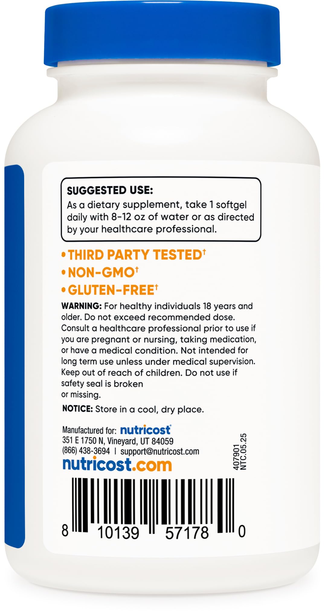 Nutricost Vitamin A high potency softgels close up view
