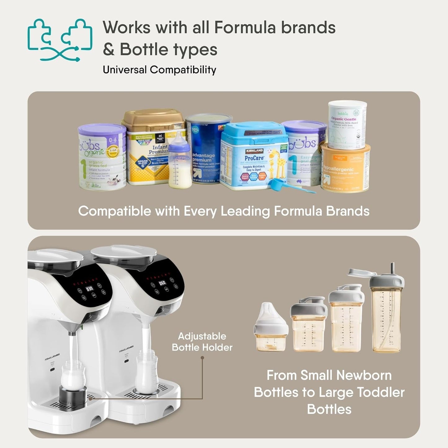 Premium Attack Baby formula prep machine with safety sensors side view