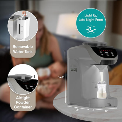 Attack Baby automatic milk formula machine dispensing into a baby bottle