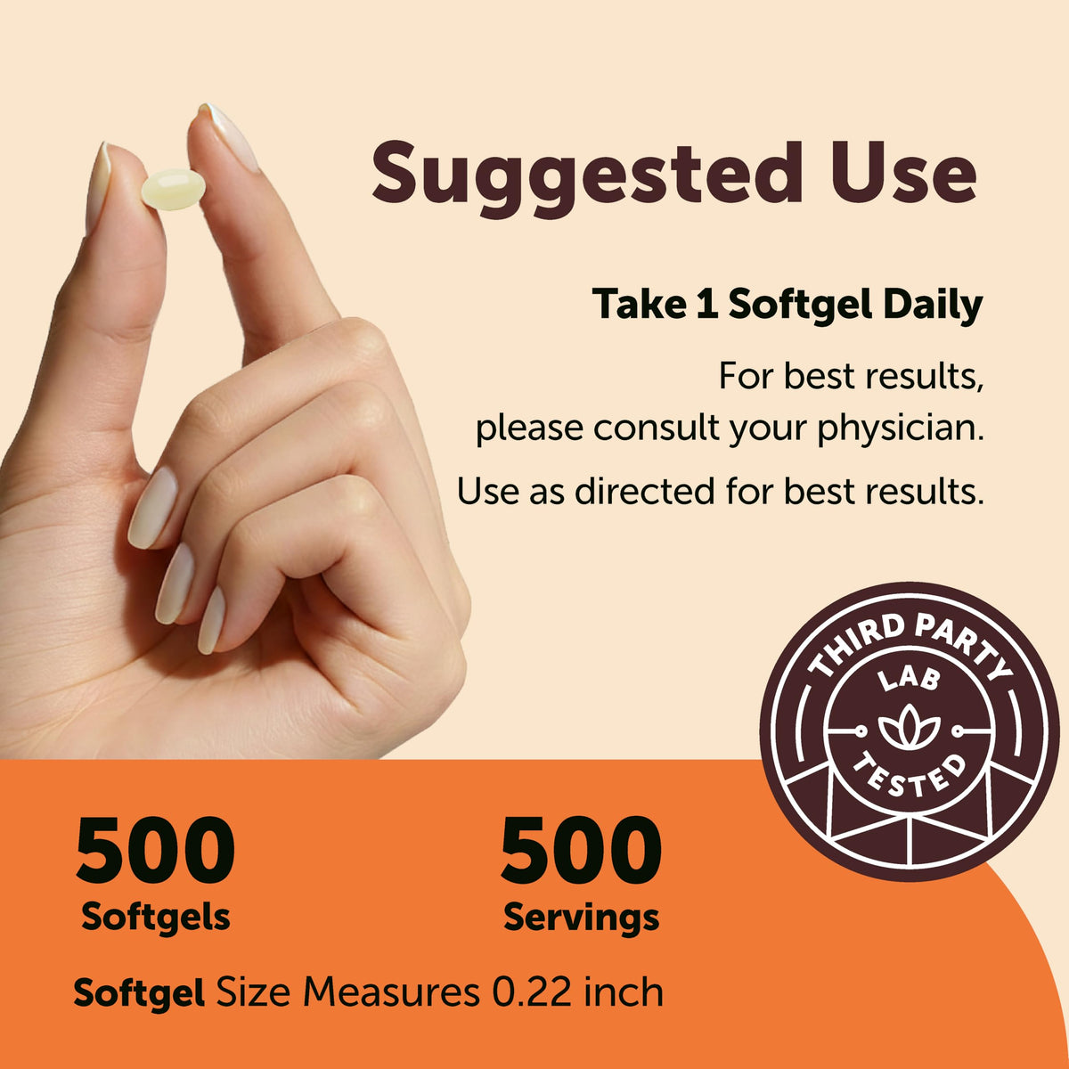 Micro Ingredients Vitamin A 25000 IU softgels capsule size and texture display